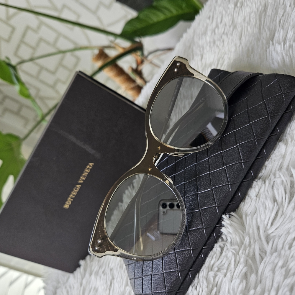 Bottega Veneta Gold and Black Sunglasses